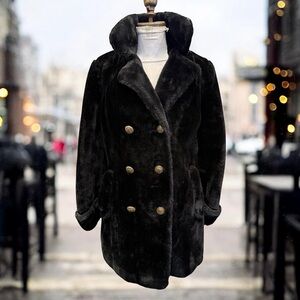 Luxurious Black Faux Fur Coat